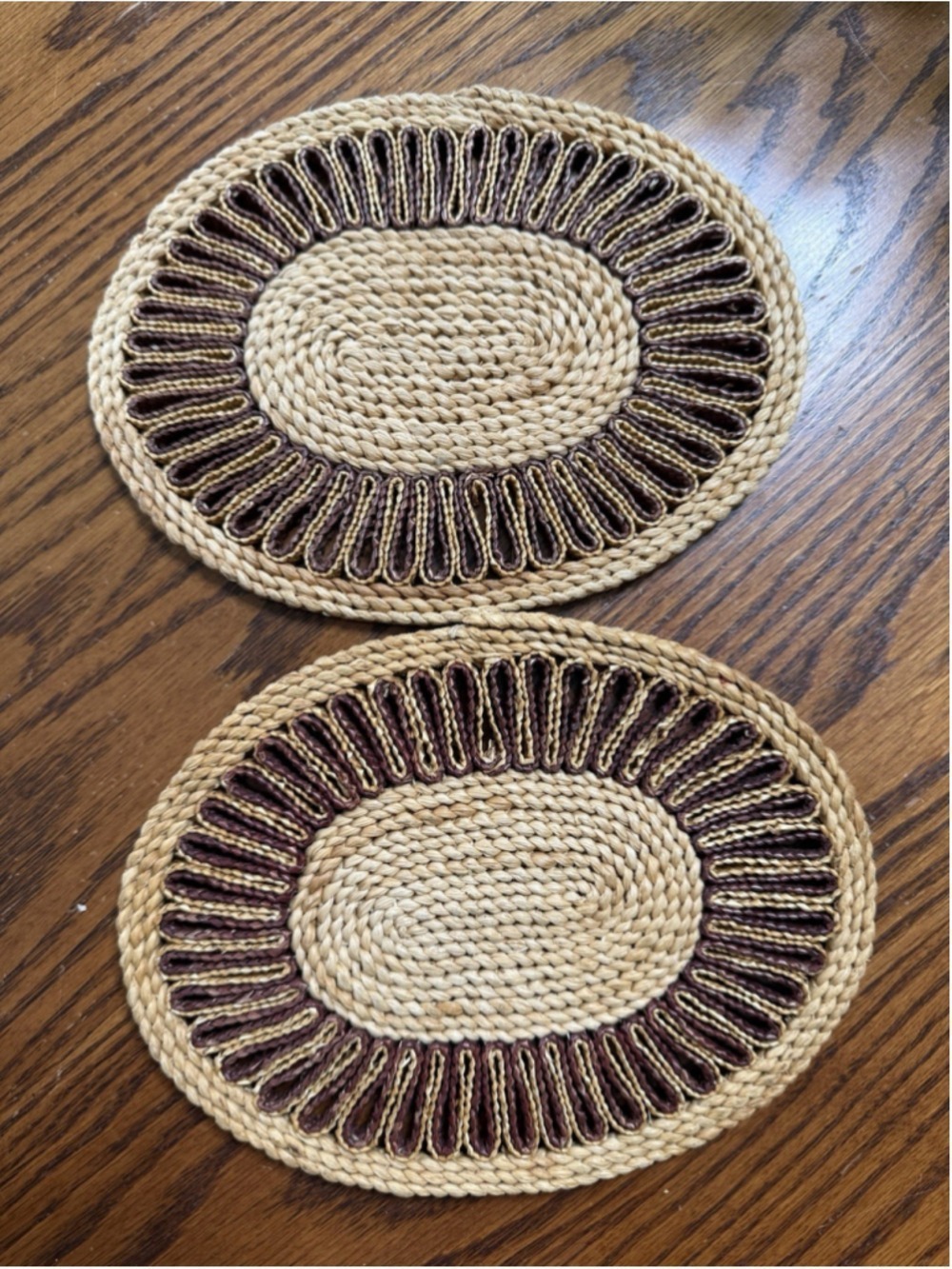Vintage Woven Straw Raffia Trivets Set Of 2 Mid Century